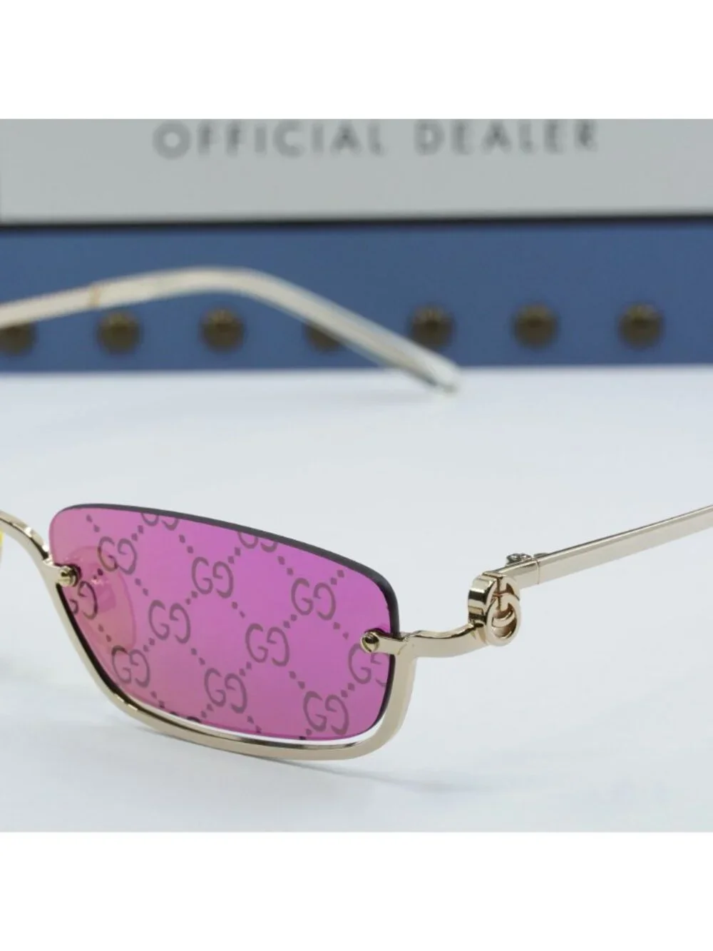 Gucci GG1278S 005 Rectangle Sunglasses - Gold / Violet